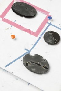 Holly O&#039;Hanlon BYG 2017 Slate,steel and mixed metal brooch