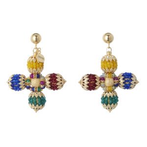 SORU Agate Cross Multi-Coloured Pastel Agate Cross Earrings £265