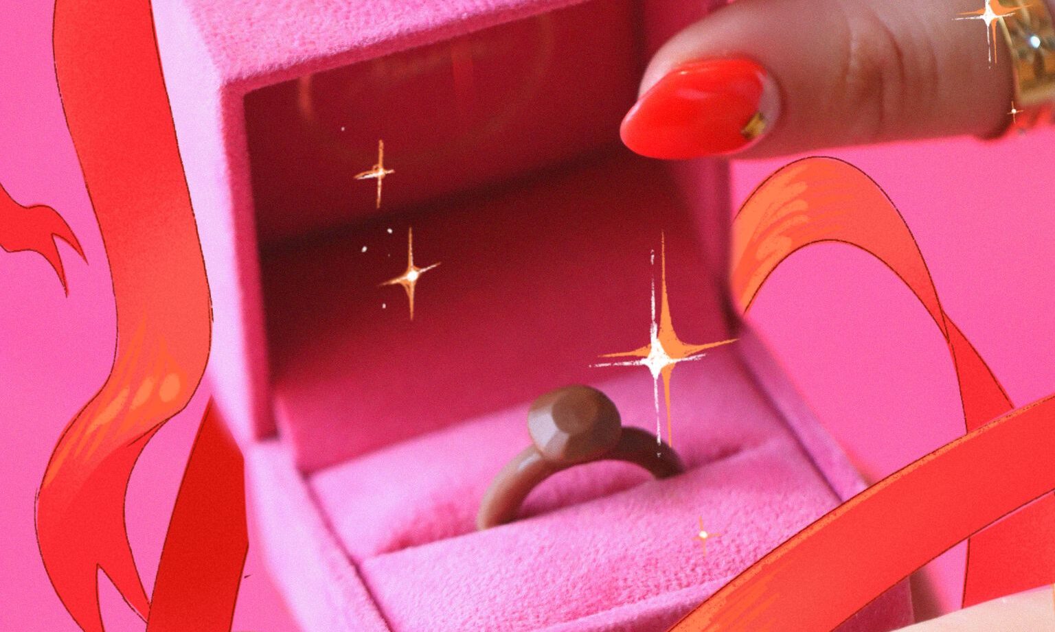 Jessica Flinn unveils chocolate engagement ring
